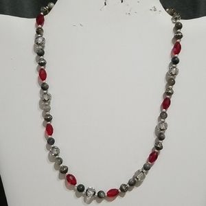 Red and Silver Bead Necklace